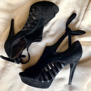 Black suede Bakers’s heels